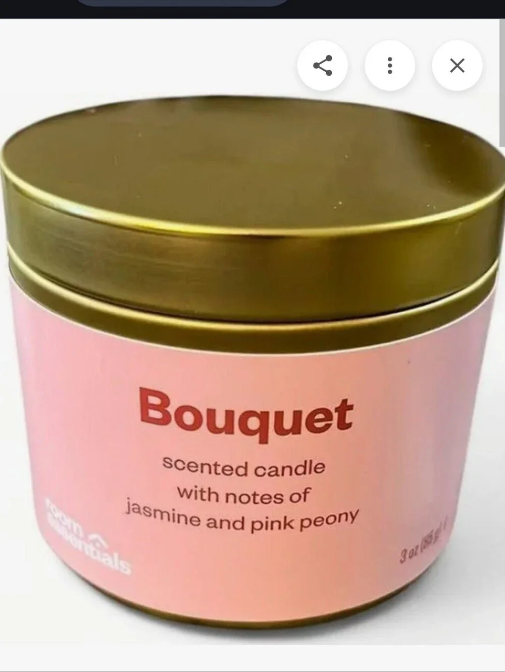 Jasmine & Pink Peony Scented Candle 2 Pack with Gold Lids Room Essentials 3 oz